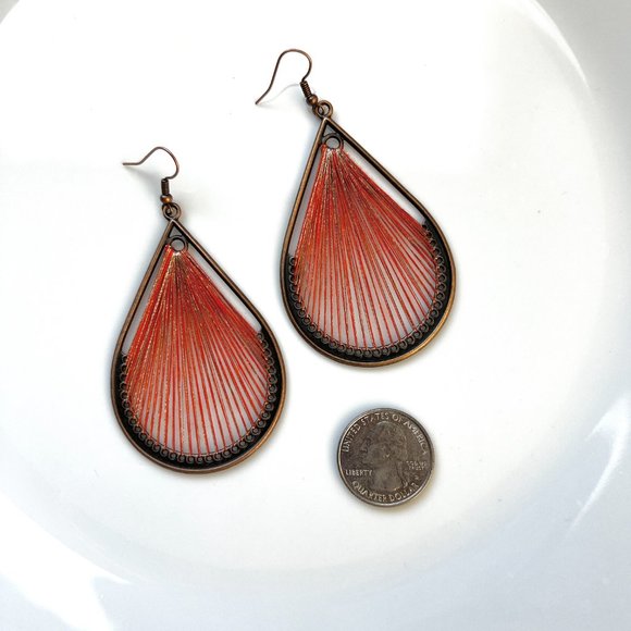 NEW "Dew" Bronze Earrings (Red) - Picture 4 of 6